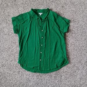 Lucky Brand Button Down Emerald Green Short Sleeve Small